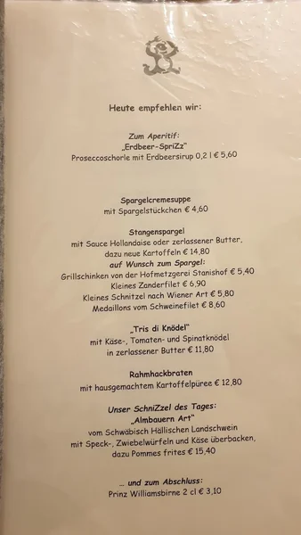 menu 2 of Wirtshaus Franzz