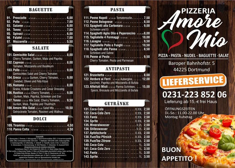 menu 1 of Pizzeria Amore Mio