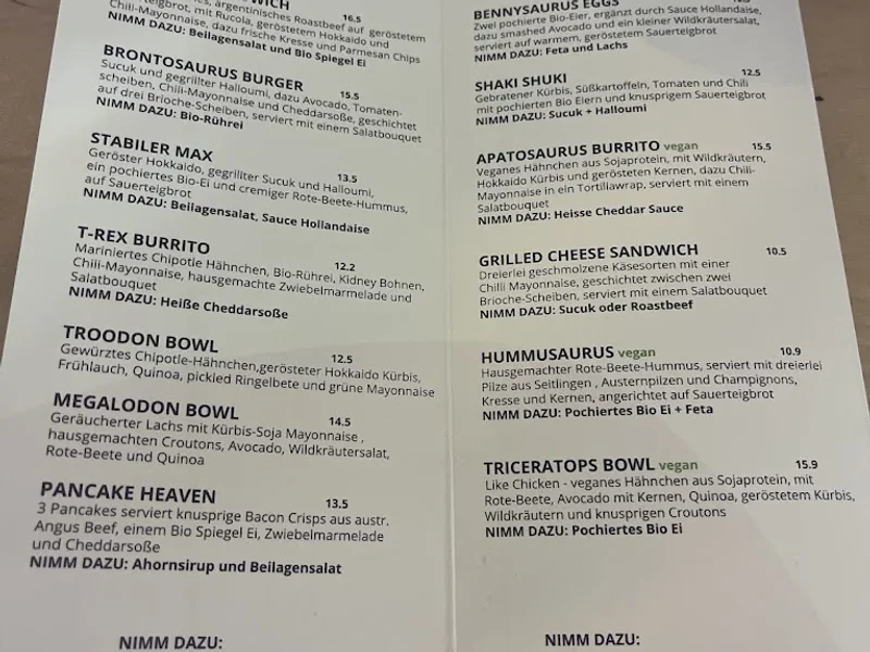 menu 1 of Kaffeesaurus