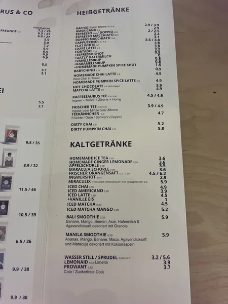 menu 2 of Kaffeesaurus