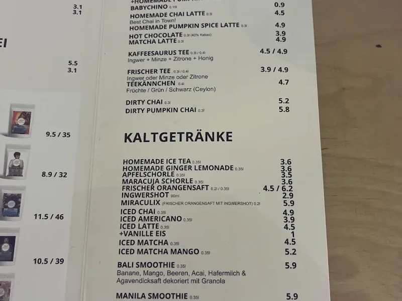 menu 2 of Kaffeesaurus