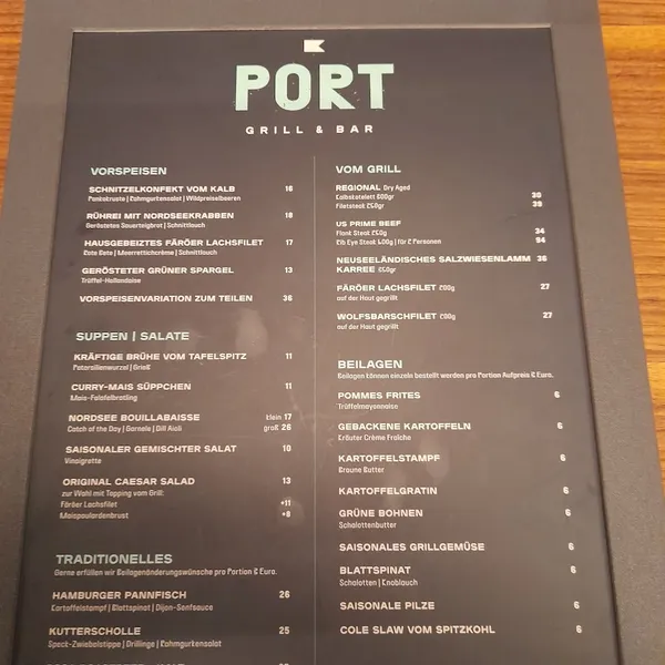 menu 1 of Port Grill & Bar