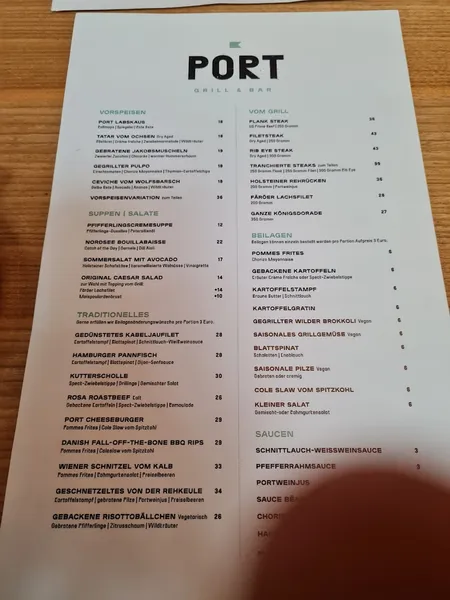 menu 2 of Port Grill & Bar