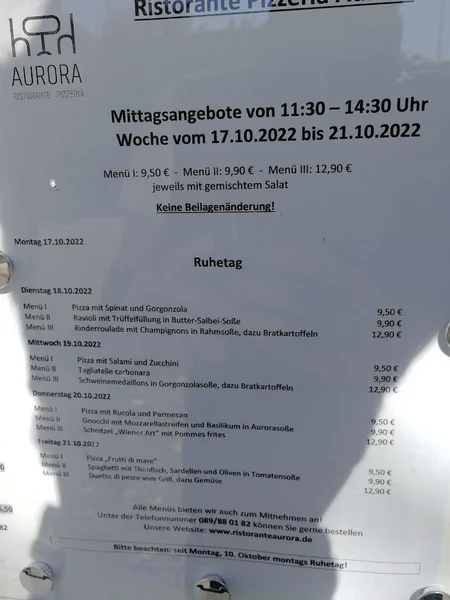 menu 2 of Aurora im Grünen Kranz