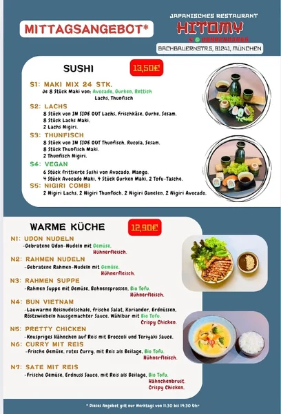 menu 1 of Hitomy Japanisches Restaurant