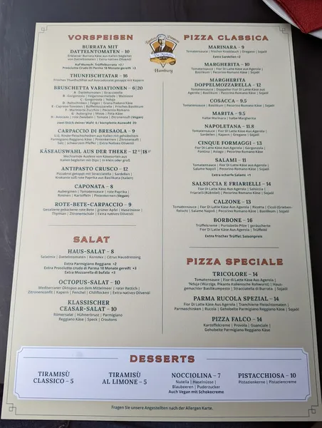 menu 2 of L'Antica Pizzeria da Michele Hamburg