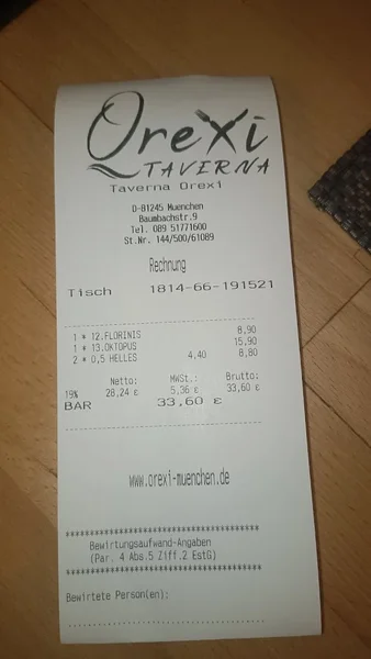 menu 2 of OreXi Taverna