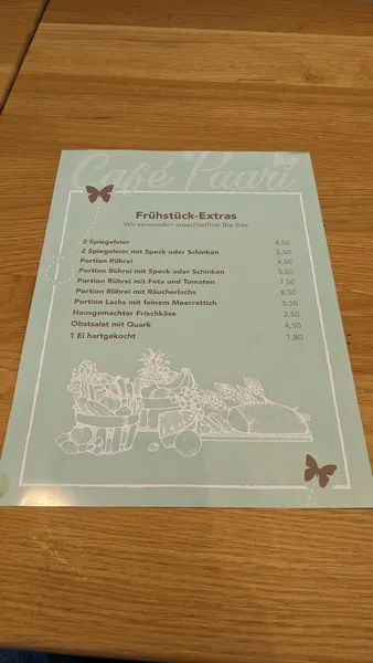 menu 2 of Café Paari