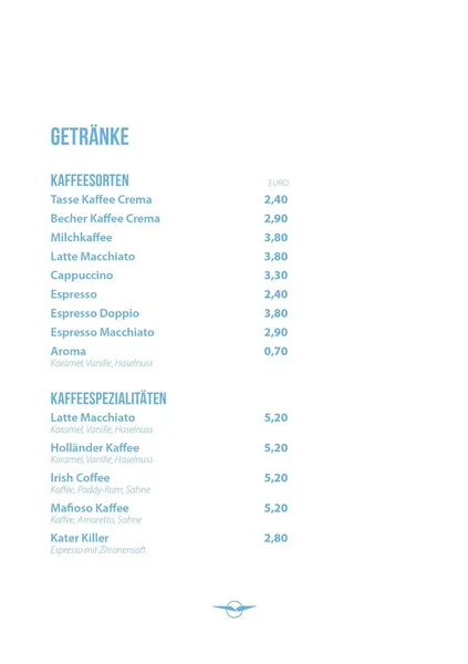 menu 2 of Café Himmelsschreiber