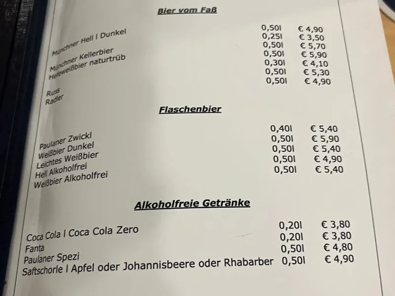 menu 0 of Beim Sedlmayr