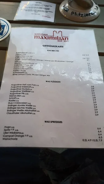 menu 2 of Wirtshaus Maximilian