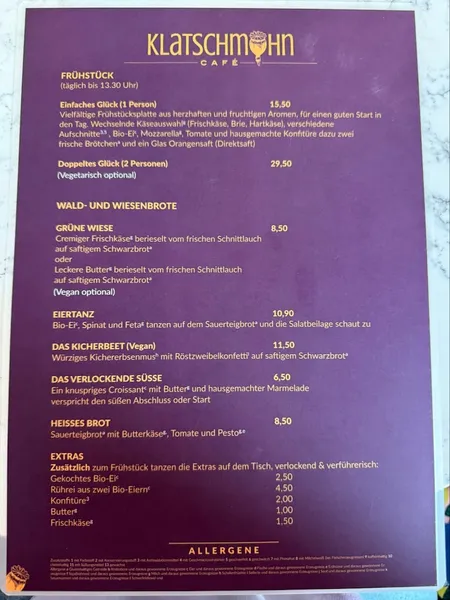 menu 0 of Klatschmohn Café