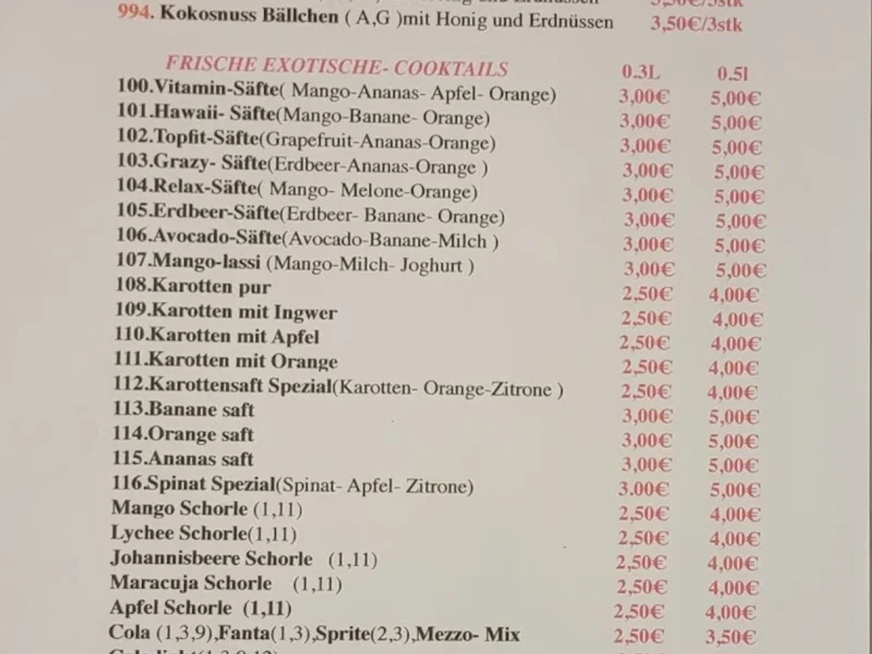 menu 0 of EDO SUSHI&FRESH JUICE