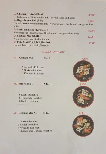 menu 1 of EDO SUSHI&FRESH JUICE
