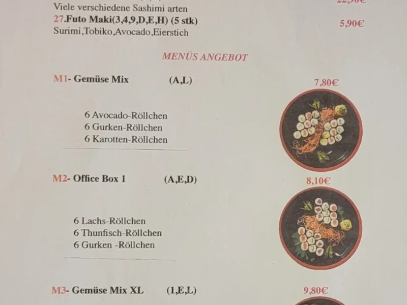 menu 1 of EDO SUSHI&FRESH JUICE