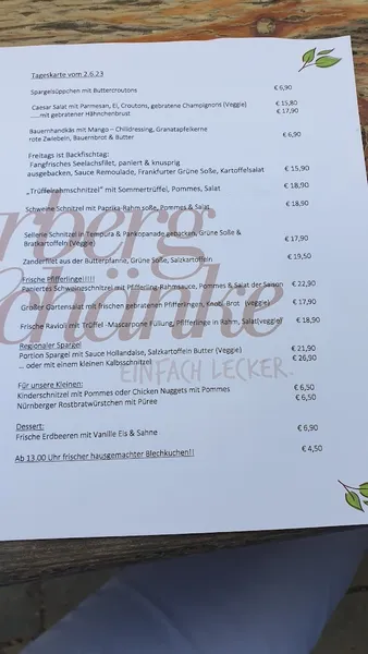 menu 0 of Lohrberg-Schänke