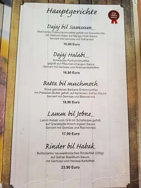 menu 0 of L'Amira Farmsen Restaurant + Catering