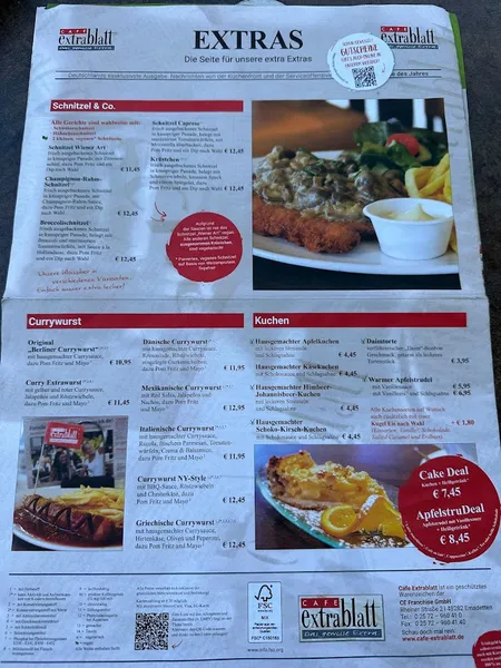 menu 1 of Cafe Extrablatt Hannover Altenbekener Damm