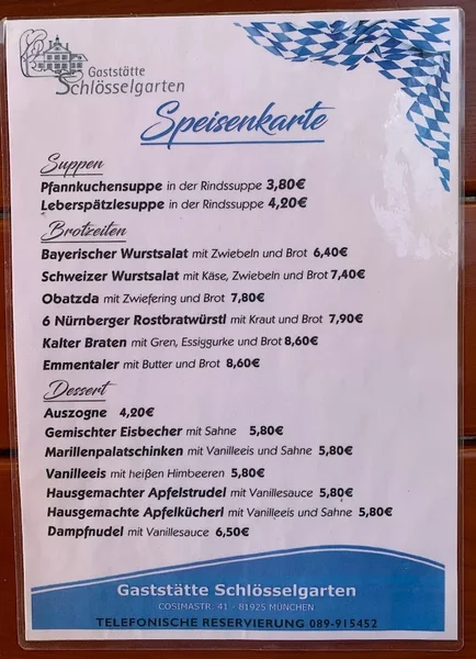 menu 2 of Schlösselgarten