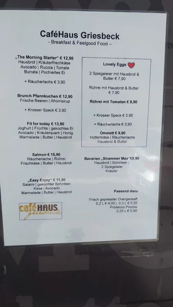 menu 1 of Caféhaus Griesbeck - München