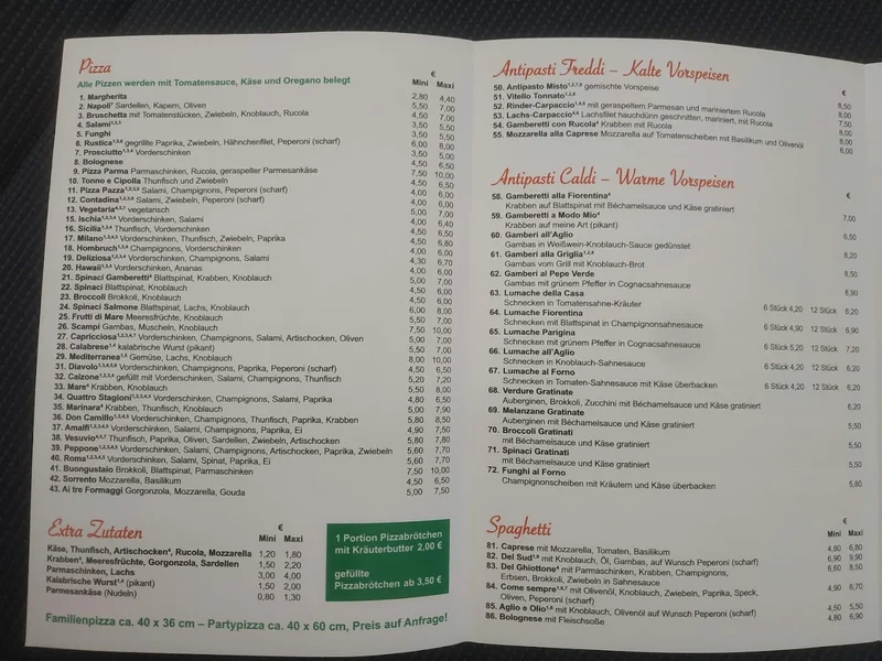 menu 0 of Ristorante Pizzeria Don Camillo