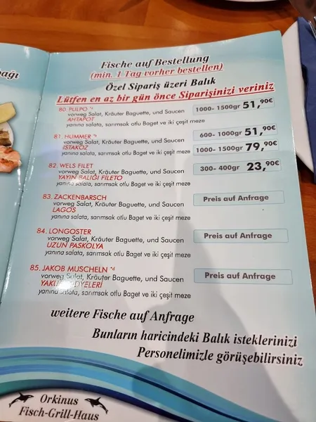 menu 1 of Orkinus Fisch-Grill-Haus