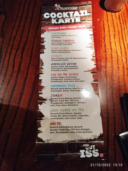 menu 2 of Schweinske Billstedt