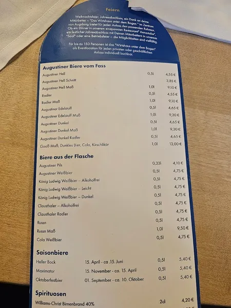 menu 0 of Das Wirtshaus unter dem Bogen