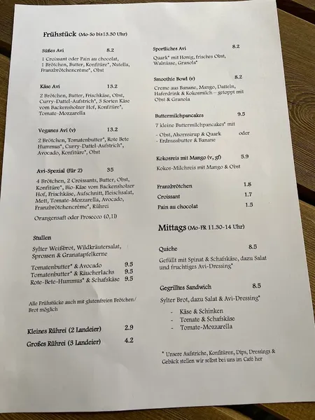 menu 0 of Avi - Kaffee & Proviant