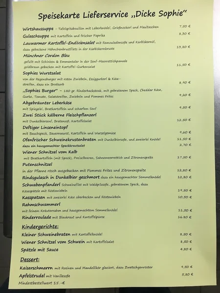 menu 0 of Dicke Sophie