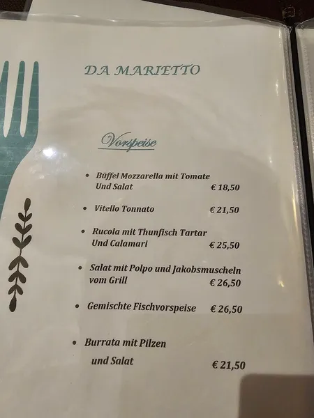 menu 2 of Da Marietto