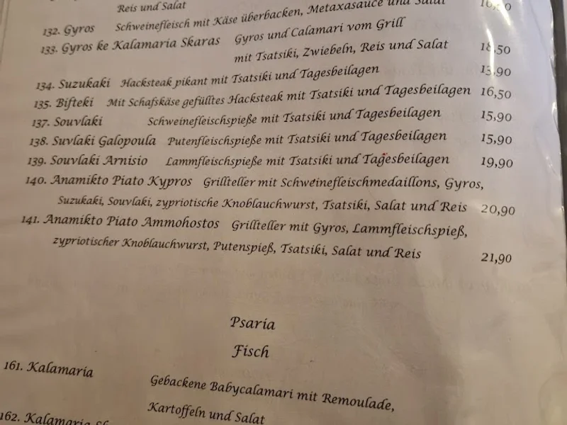 menu 0 of Taverna Kypros