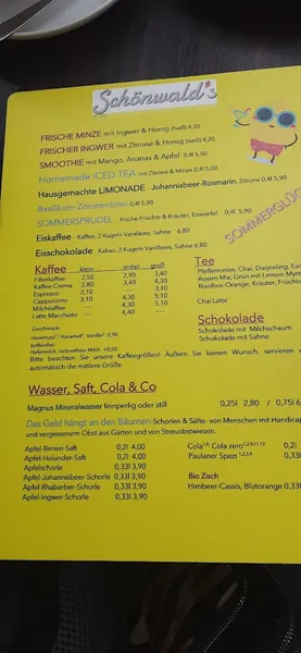 menu 2 of Schönwald’s