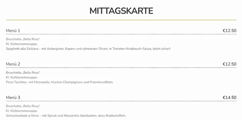 menu 0 of Restaurant Pizzeria Bella Rosa