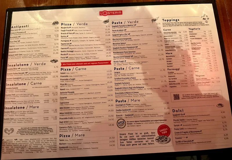 menu 0 of L'Osteria Hamburg-Winterhude