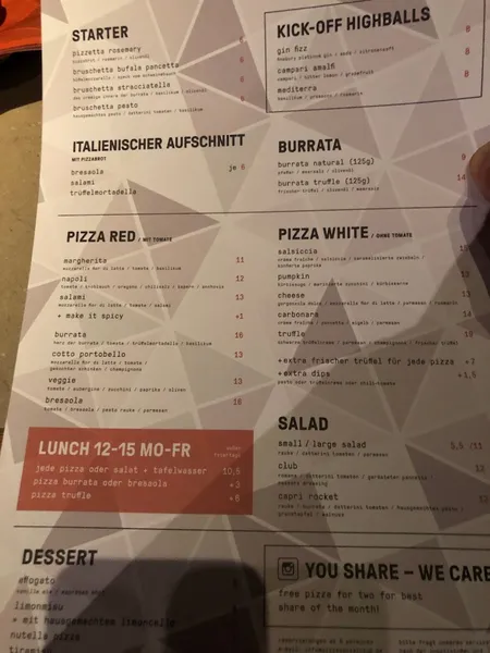 menu 1 of Pizza Social Club