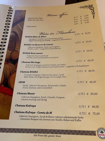 menu 1 of Restaurant Ksara