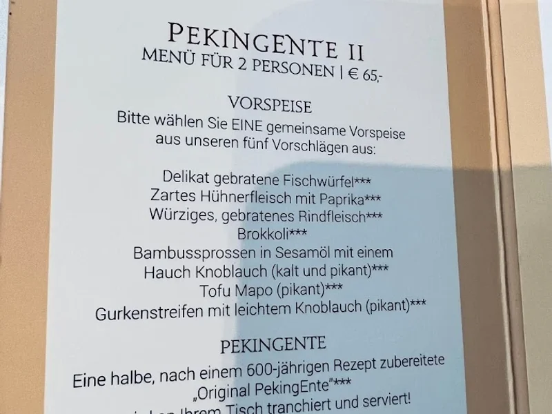 menu 1 of Peking Enten Haus