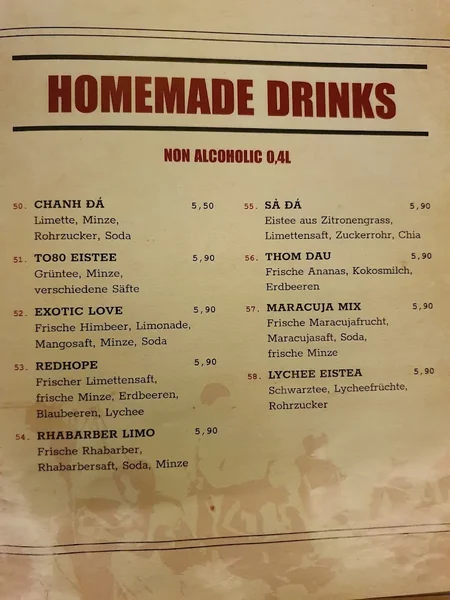 menu 2 of To80 Vegan