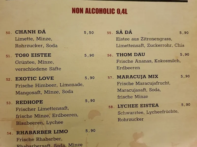 menu 2 of To80 Vegan