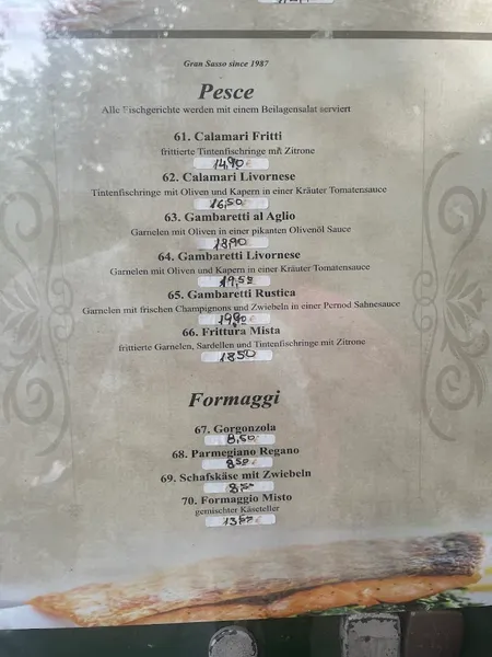 menu 2 of Restaurant Gran Sasso