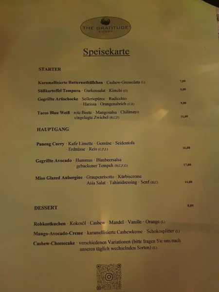 menu 1 of The Gratitude