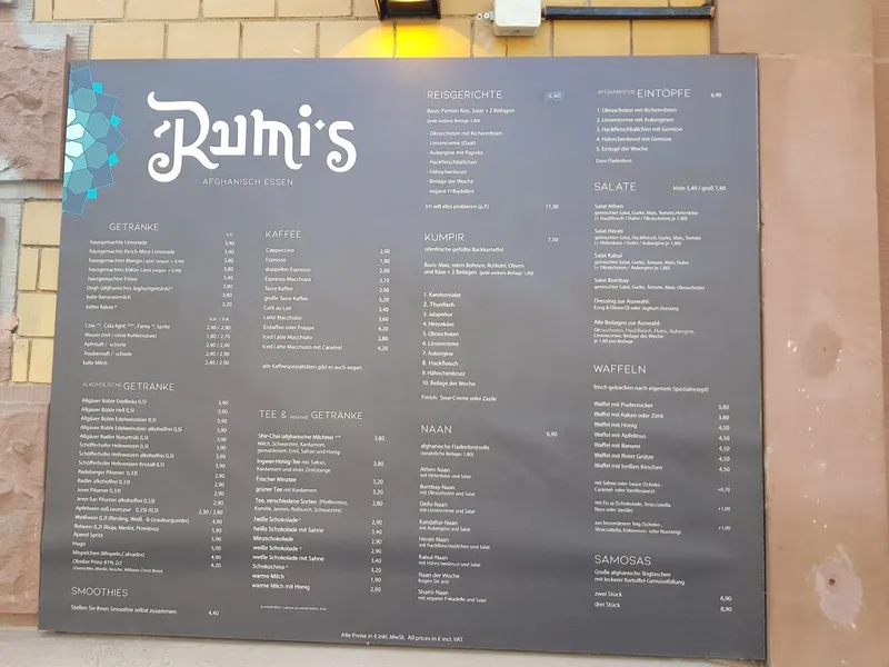 menu 1 of Rumi's
