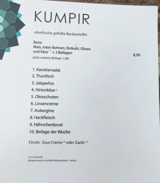 menu 2 of Rumi's