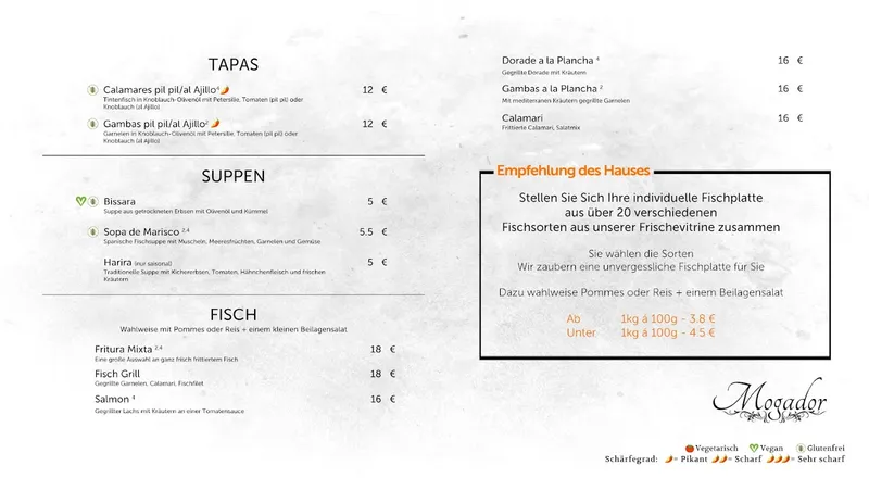 menu 1 of Mogador Frankfurt