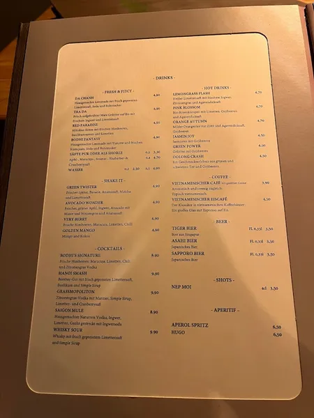 menu 0 of Bodhi - vegan living