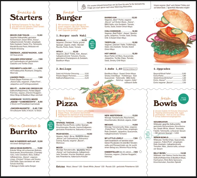 menu 1 of Froindlichst - The Vegan Musketeers