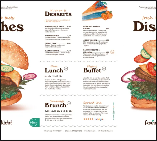 menu 2 of Froindlichst - The Vegan Musketeers