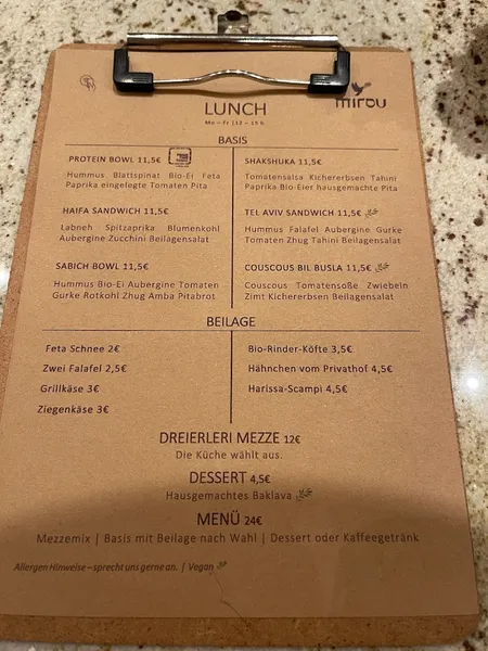 menu 2 of Mirou