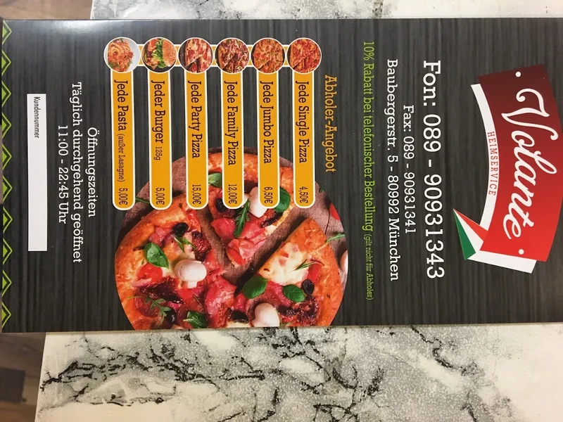menu 0 of Volante Pizzeria München